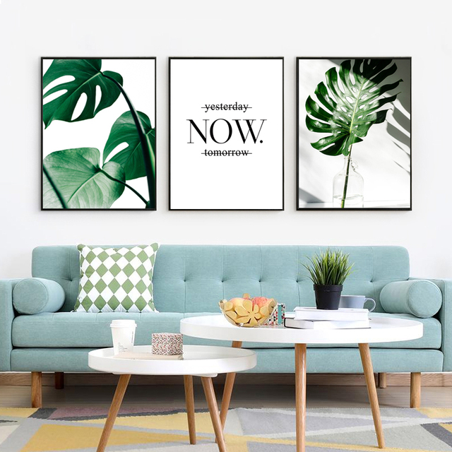 Malarstwo i kaligrafia: Płótno artystyczne z nadrukiem botanicznym, nowoczesna dekoracja do domu - plakat Anime, skandynawskie plakaty z zielonym liściem rośliny - miłość teraz - Wianko - 3