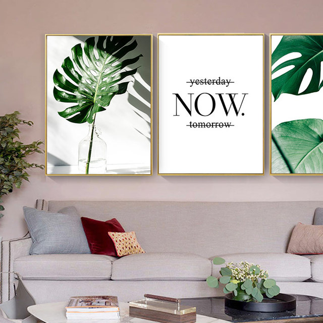 Malarstwo i kaligrafia: Płótno artystyczne z nadrukiem botanicznym, nowoczesna dekoracja do domu - plakat Anime, skandynawskie plakaty z zielonym liściem rośliny - miłość teraz - Wianko - 6