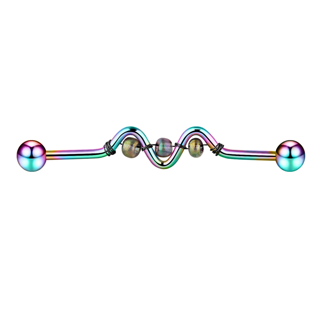 Klucz kolczyk do chrząstki Helix z brzana Opal stal nierdzewna 316L 38mm - Wianko - 22