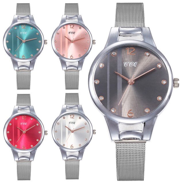 Nowy zegarek damski 2021, kwarcowy, stal nierdzewna, cienka siatka, relogio feminino - Wianko - 1