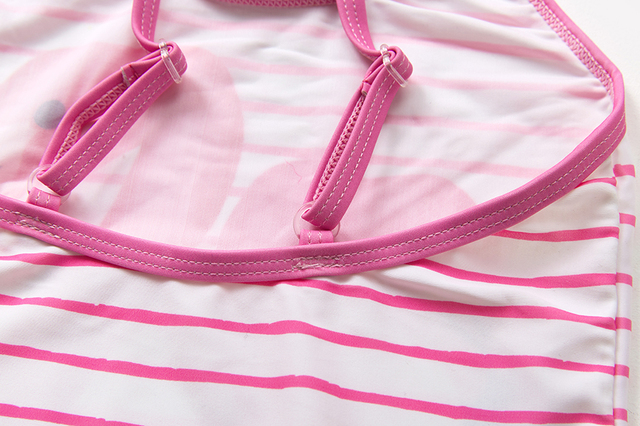 Jednoczęściowy strój kąpielowy dla małych dziewczyn 2-6 lat - Flamingo w paski - Wianko - 11