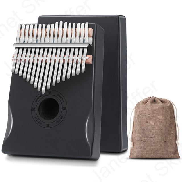 Kalimba czarny akordeon drewniany instrument muzyczny 17 klawiszy z narzędziem ochrony klawiatury - Calimba początkujący - Wianko - 4