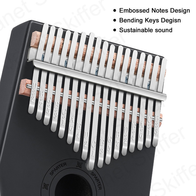 Kalimba czarny akordeon drewniany instrument muzyczny 17 klawiszy z narzędziem ochrony klawiatury - Calimba początkujący - Wianko - 7