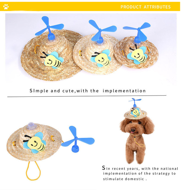 Słodki catsy kociak - tkany słomkowy kapelusz dla kotów - zabawny kostium cosplay dla kociąt - akcesorium do głowy dla zwierząt - Wianko - 6