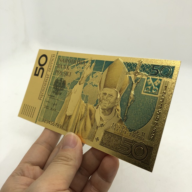 Papież Jan Paweł II - 10 sztuk 999 złoto - Polski złoty kolekcjonerski banknot (50 PLN) - Wianko - 2