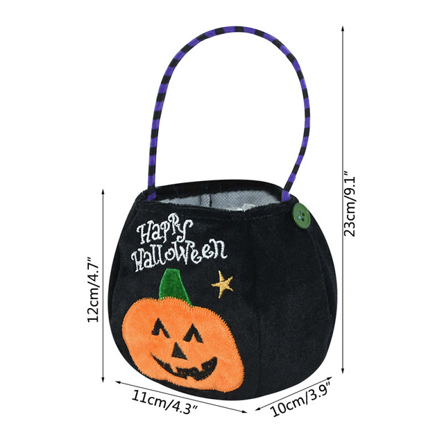 Prezent na Halloween - Przenośny worek na cukierki z motywem dyni, czarnego kota, białego ducha i czarownicy - Dekoracje imprezowe DIY - Wianko - 3