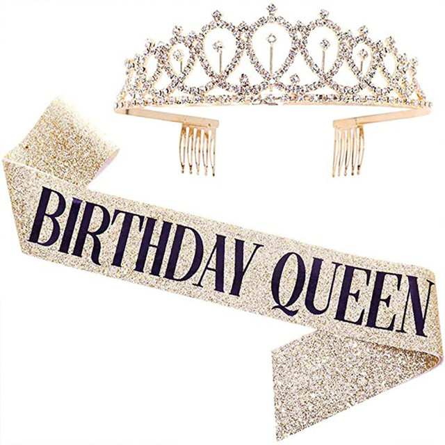 Korona kryształowa z pałąkiem - urodzinowy prezent dla dorosłej królowej w wieku 18, 30, 40, 50 lub 60 lat - dekoracja imprezowa DIY - Wianko - 8