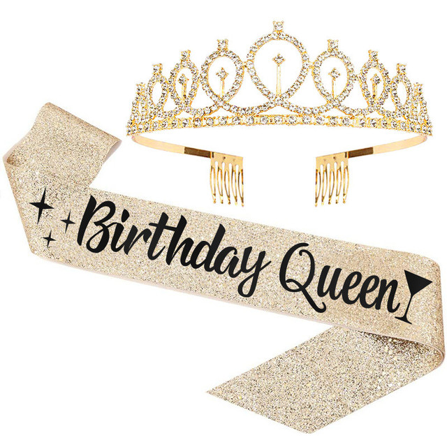 Korona kryształowa z pałąkiem - urodzinowy prezent dla dorosłej królowej w wieku 18, 30, 40, 50 lub 60 lat - dekoracja imprezowa DIY - Wianko - 13
