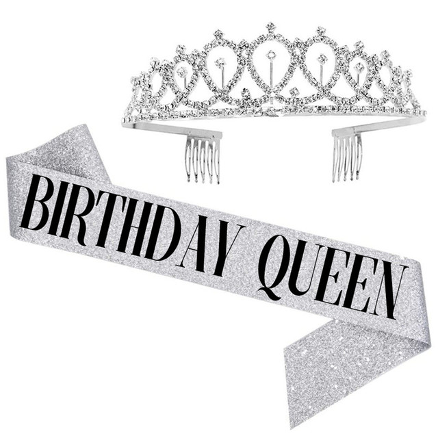 Korona kryształowa z pałąkiem - urodzinowy prezent dla dorosłej królowej w wieku 18, 30, 40, 50 lub 60 lat - dekoracja imprezowa DIY - Wianko - 10