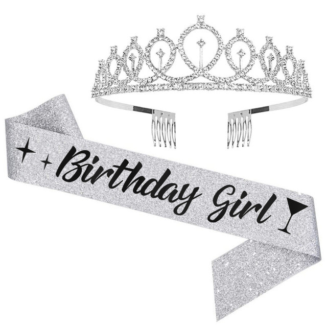 Korona kryształowa z pałąkiem - urodzinowy prezent dla dorosłej królowej w wieku 18, 30, 40, 50 lub 60 lat - dekoracja imprezowa DIY - Wianko - 12