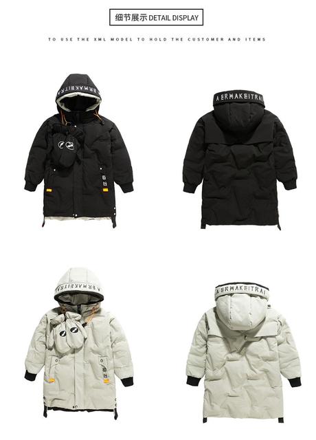 Chłopięca kurtka zimowa w dłuższym stylu, ciepła z kapuczną, w kolorach szarym, czekoladowym i czarnym - Wianko - 6