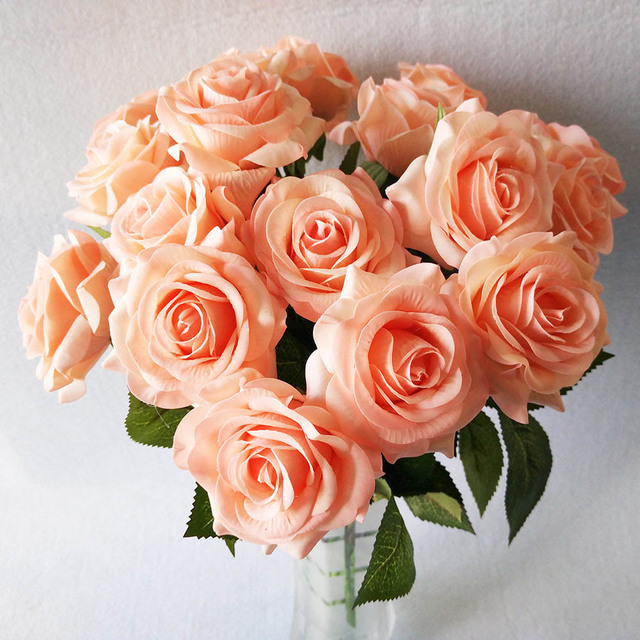 20 sztuk 50cm flanelowych róż w różowym, czerwonym, białym i niebieskim na upominek weselny, dekoracje hotelowe, bankietowe - plastikowe sztuczne kwiaty - Wianko - 16