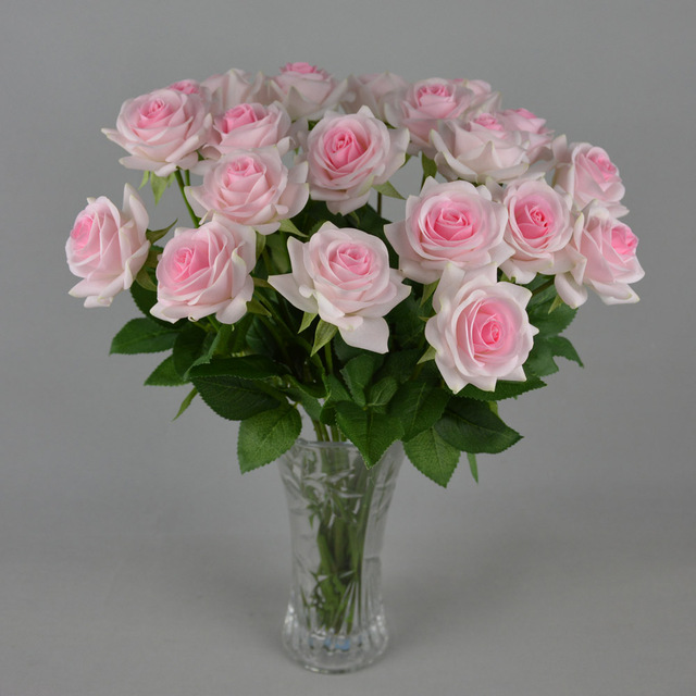 20 sztuk 50cm flanelowych róż w różowym, czerwonym, białym i niebieskim na upominek weselny, dekoracje hotelowe, bankietowe - plastikowe sztuczne kwiaty - Wianko - 18