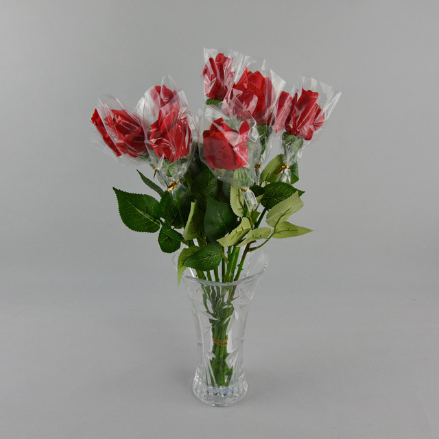 20 sztuk 50cm flanelowych róż w różowym, czerwonym, białym i niebieskim na upominek weselny, dekoracje hotelowe, bankietowe - plastikowe sztuczne kwiaty - Wianko - 17