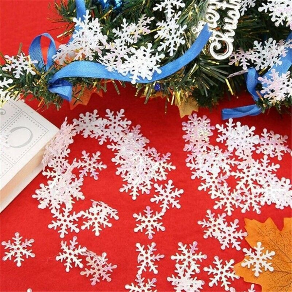 300 sztuk dekoracyjnych śnieżynkowych konfetti na Boże Narodzenie do ozdabiania choinki, Family Party, wesele - zrób to sam rzemiosło - Wianko - 5