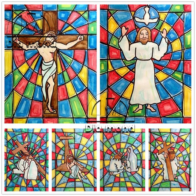 Jezus Bóg Diamentowe Malarstwo 5D DIY Religijne Haft Krzyżykowy Plakat Mozaika ścienna Domowa Dekoracja - Wianko - 3