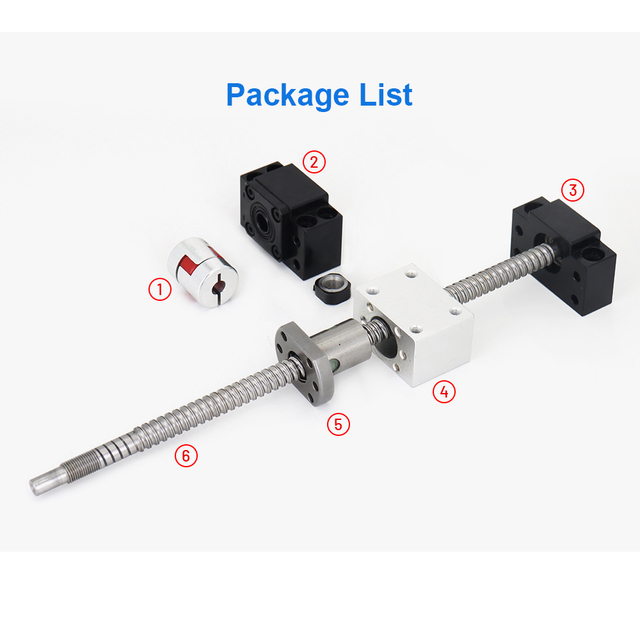 Walcowane śruby kulkowe SFU1605 150-1250mm z pojedynczym Ballnut BK/BF12 RM1605 - Prowadnice liniowe CNC 3D - Wianko - 15