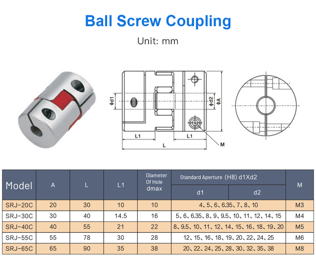 Walcowane śruby kulkowe SFU1605 150-1250mm z pojedynczym Ballnut BK/BF12 RM1605 - Prowadnice liniowe CNC 3D - Wianko - 4