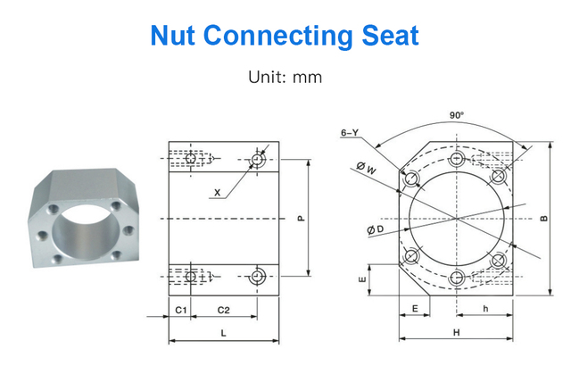 Walcowane śruby kulkowe SFU1605 150-1250mm z pojedynczym Ballnut BK/BF12 RM1605 - Prowadnice liniowe CNC 3D - Wianko - 8