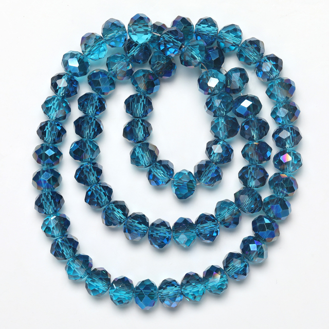 Koraliki szklane fasetowane kryształowe niebieskiego odcienia do tworzenia biżuterii DIY - Wianko - 2
