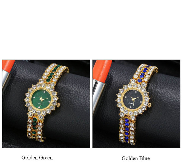 Damski zegarek kwarcowy luksusowy z wielokolorowym wykończeniem diamentowym - 2021 bestsellery z kategorii Zegarki - Wianko - 4