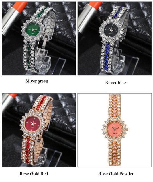 Damski zegarek kwarcowy luksusowy z wielokolorowym wykończeniem diamentowym - 2021 bestsellery z kategorii Zegarki - Wianko - 5