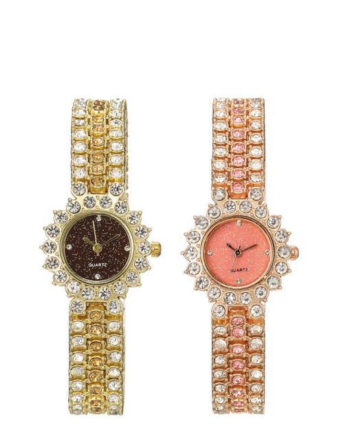 Damski zegarek kwarcowy luksusowy z wielokolorowym wykończeniem diamentowym - 2021 bestsellery z kategorii Zegarki - Wianko - 3
