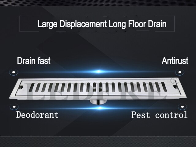 Drenaż liniowy prysznicowy LEDFRE 10-100CM stal nierdzewna podłoga kwadratowy syfon prysznicowy długa pokrywa do łazienki - Wianko - 5