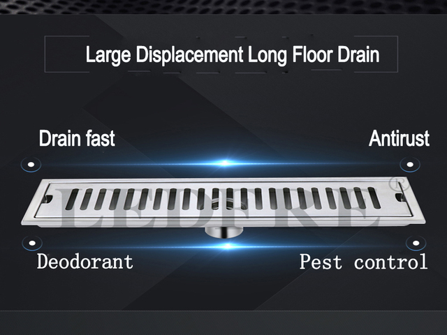 Drenaż liniowy prysznicowy LEDFRE 10-100CM stal nierdzewna podłoga kwadratowy syfon prysznicowy długa pokrywa do łazienki - Wianko - 24