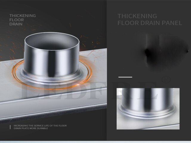 Drenaż liniowy prysznicowy LEDFRE 10-100CM stal nierdzewna podłoga kwadratowy syfon prysznicowy długa pokrywa do łazienki - Wianko - 11