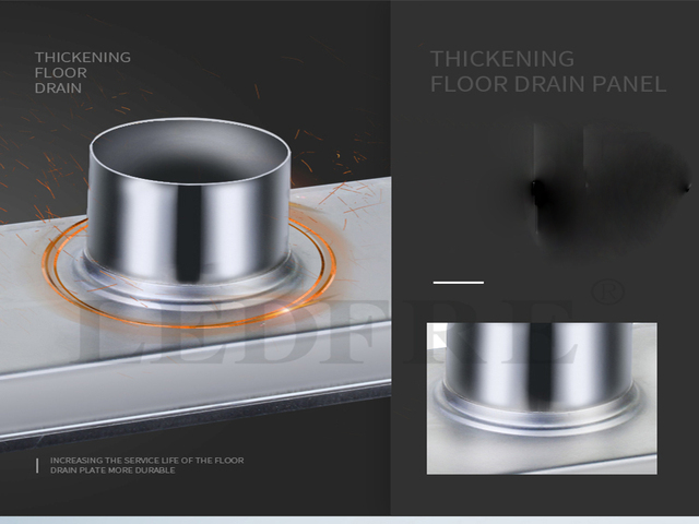 Drenaż liniowy prysznicowy LEDFRE 10-100CM stal nierdzewna podłoga kwadratowy syfon prysznicowy długa pokrywa do łazienki - Wianko - 30