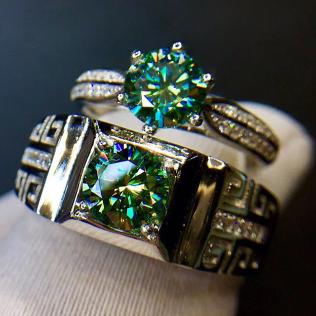 Pierścionek zaręczynowy Moissanite diamentowy, zielony, 1 ct, idealny krój, klasyczna biżuteria - Wianko - 4