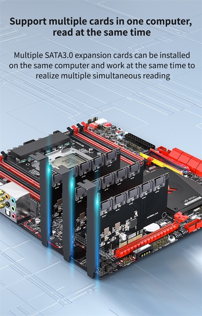 Karta kontrolera PCIe do SATA III - 5/8/10/16 Portów 6Gb/s, Adapter Riser PCI-e, Rozszerzenie Pokładu - Wianko - 5