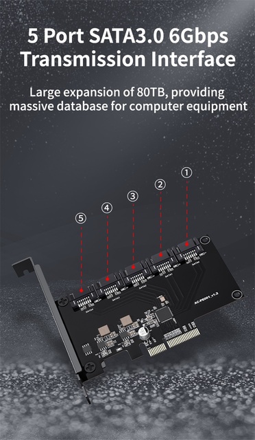 Karta kontrolera PCIe do SATA III - 5/8/10/16 Portów 6Gb/s, Adapter Riser PCI-e, Rozszerzenie Pokładu - Wianko - 2