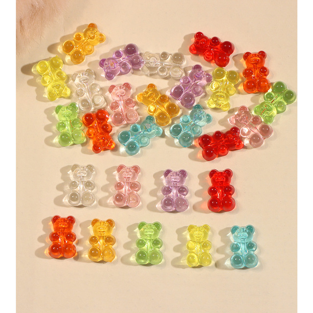 Wisiorki Gummy z koralikami 18*11mm, zestaw 10 sztuk, zwierzęta kreskówkowe - Wianko - 10