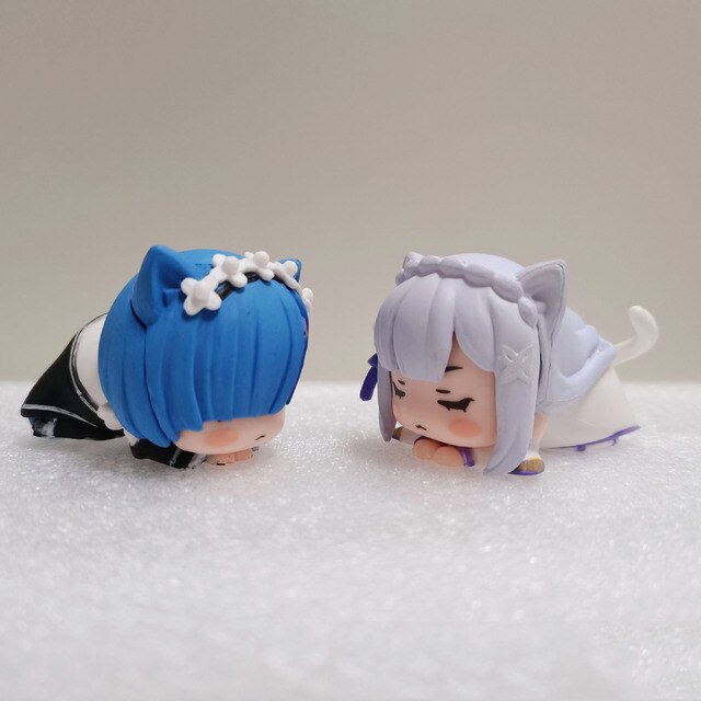 Figurki Cute Anime Re: życie w innym świecie od zera - zestaw 4 szt./zest. Rem, Ram, Emilia z PVC dla kota - Wianko - 3