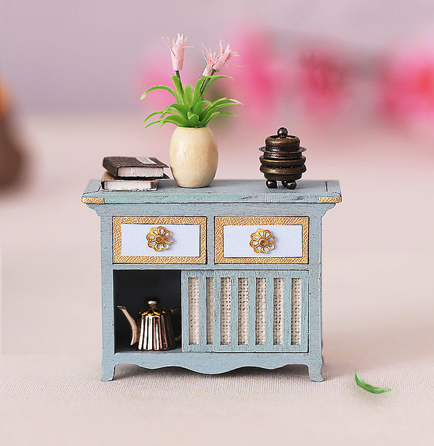 Domek dla lalek miniaturowy chiński z meblami, DIY drewniany Loft - Wianko - 3