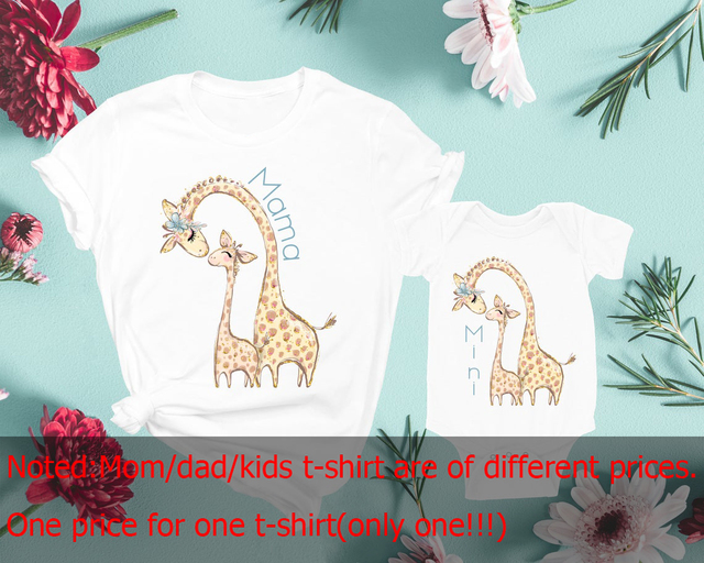 Zestaw Mama i Mini: Koszula Żyrafa dla Mamy i Mini T-shirt dla Córki - Pasujące Stroje Rodzinne - Wianko - 2