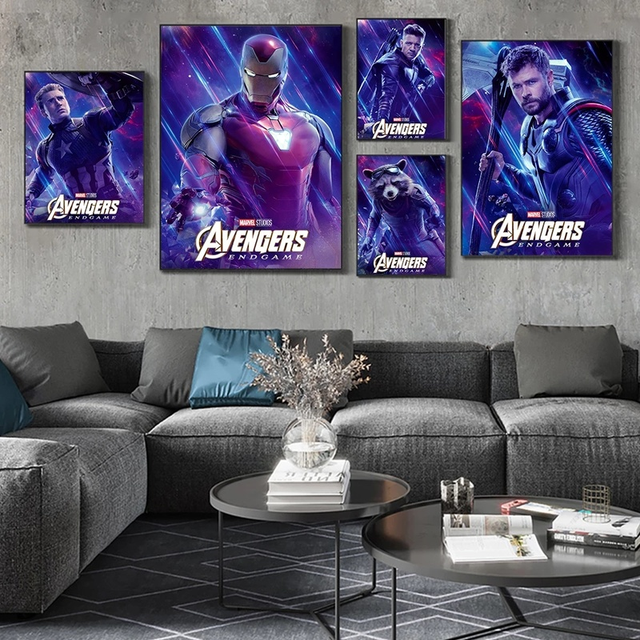 Plakat filmowy Marvel Superhero Avengers Iron Man Thor Kapitan Ameryka na płótnie, do dekoracji ścian w sypialni i domu - Wianko - 5