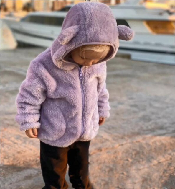 Dziecięca flanelowa kurtka z kapturem zimowa ocieplana, dla dziewczyn i chłopców - Wianko - 33