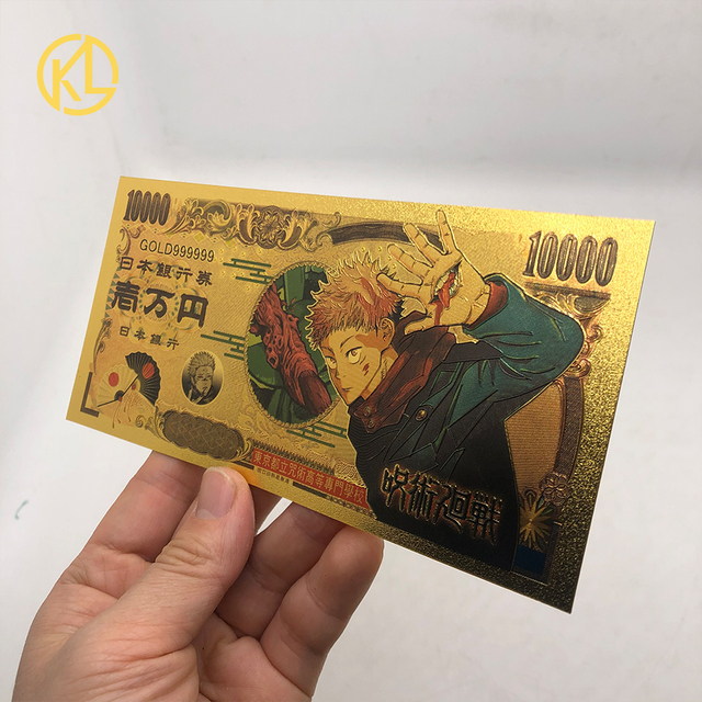 Złote banknoty kolekcjonerskie Jujutsu Kaisen - 10 sztuk naklejek z postaciami Gojo Satoru i Yuji Itadoro - 1000 jenów - Wianko - 5