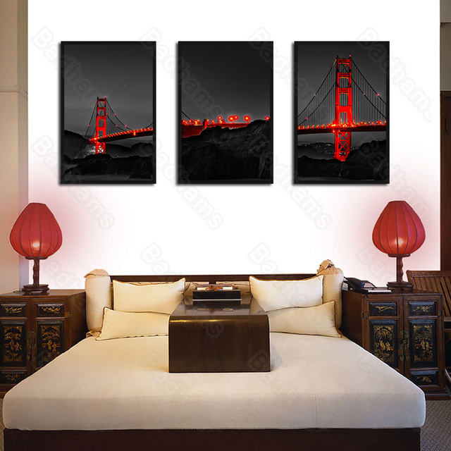 Obraz dekoracyjny Bezramowy Most nocny do salonu sypialni jadalni korytarza ganek - Wianko - 3