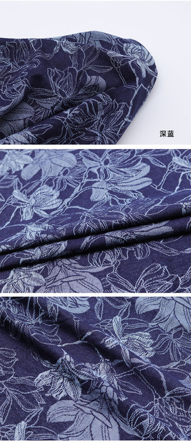 Denim Grube żakardowe spodnie jeansowe w kwiatowy wzór - Materiał do szycia, DIY Telas 50X150cm - Wianko - 4