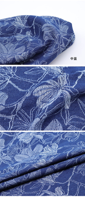 Denim Grube żakardowe spodnie jeansowe w kwiatowy wzór - Materiał do szycia, DIY Telas 50X150cm - Wianko - 3