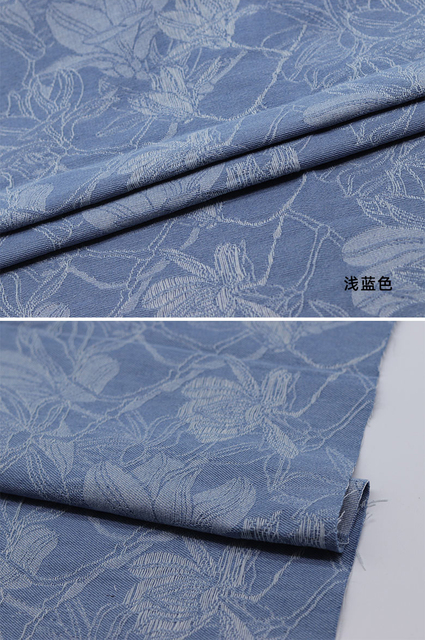 Denim Grube żakardowe spodnie jeansowe w kwiatowy wzór - Materiał do szycia, DIY Telas 50X150cm - Wianko - 2