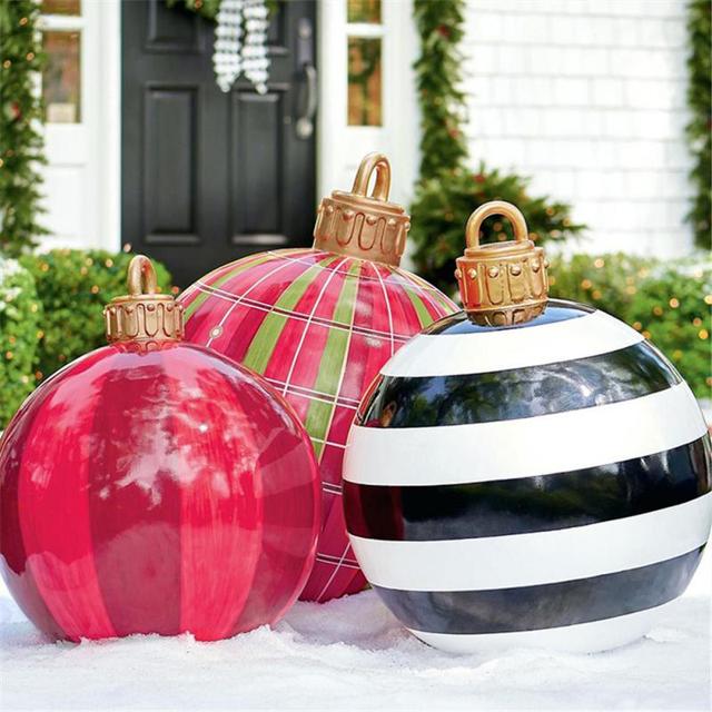 Dekoracyjna piłka bożonarodzeniowa 60cm nadmuchiwana PVC, idealna do zabawy na świeżym powietrzu - Wianko - 5