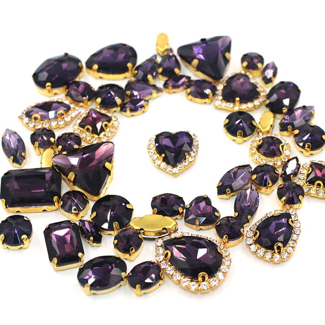 Głęboko fioletowe kryształy Rhinestone z miekkim pazurkiem, 50 sztuk w worek, do dekoracji ubrań/butów/sukienek - Wianko - 1