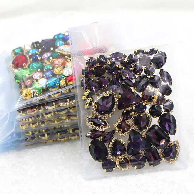 Głęboko fioletowe kryształy Rhinestone z miekkim pazurkiem, 50 sztuk w worek, do dekoracji ubrań/butów/sukienek - Wianko - 5