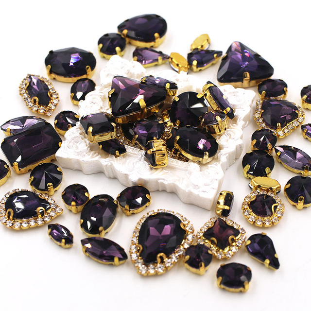 Głęboko fioletowe kryształy Rhinestone z miekkim pazurkiem, 50 sztuk w worek, do dekoracji ubrań/butów/sukienek - Wianko - 3