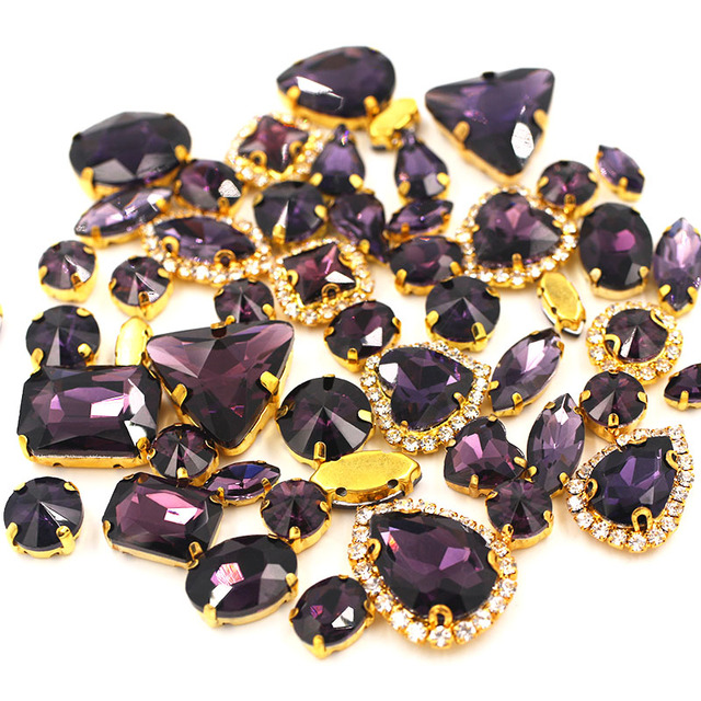 Głęboko fioletowe kryształy Rhinestone z miekkim pazurkiem, 50 sztuk w worek, do dekoracji ubrań/butów/sukienek - Wianko - 2
